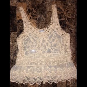 🏷Creme Sheer - Sleeveless Lace EXPRESS Top🛍